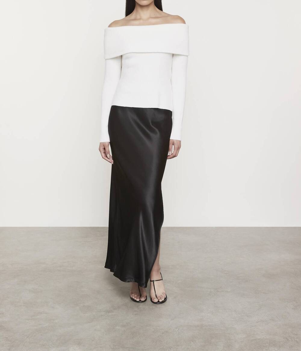 NEW ENZA COSTA satin bias cut skirt in black